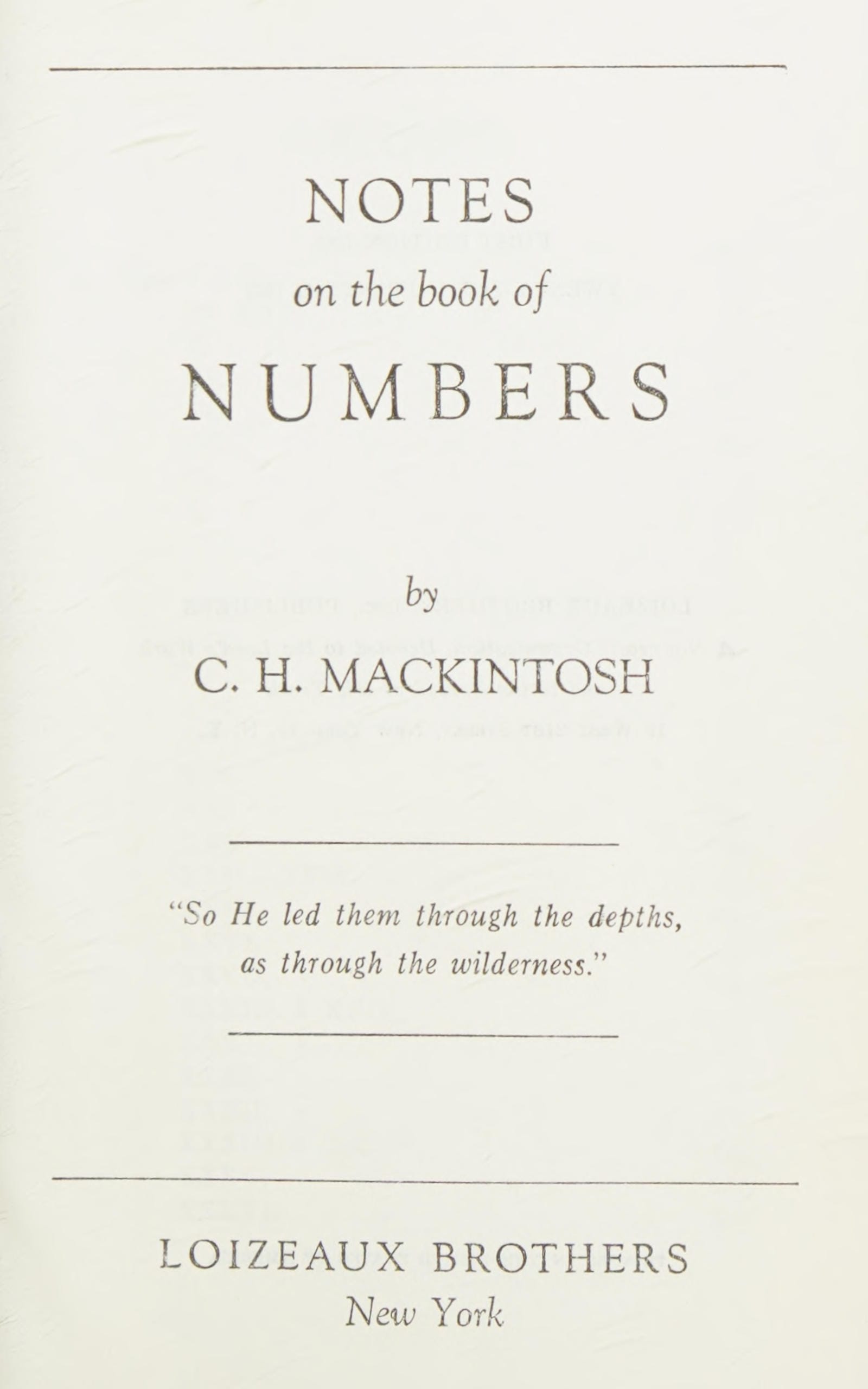 Notes on the Book of Numbers