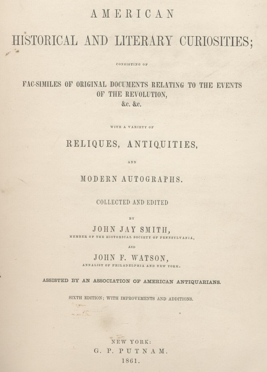 American Historical and Literary Curiosities, Series One