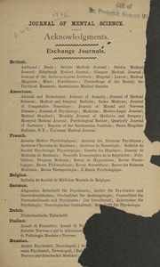 The Journal of mental science