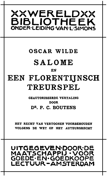 Salome En Een Florentijnsch Treurspel