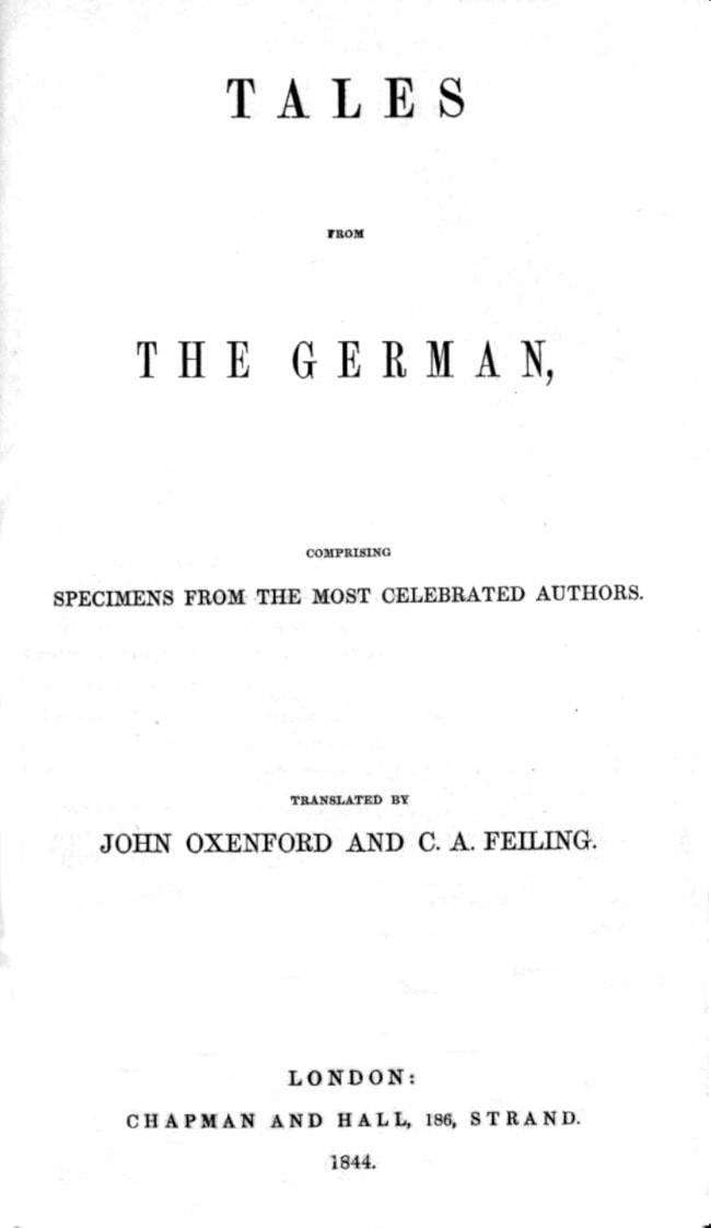 Tales from the German, Comprising Specimens from the Most Celebrated Authors