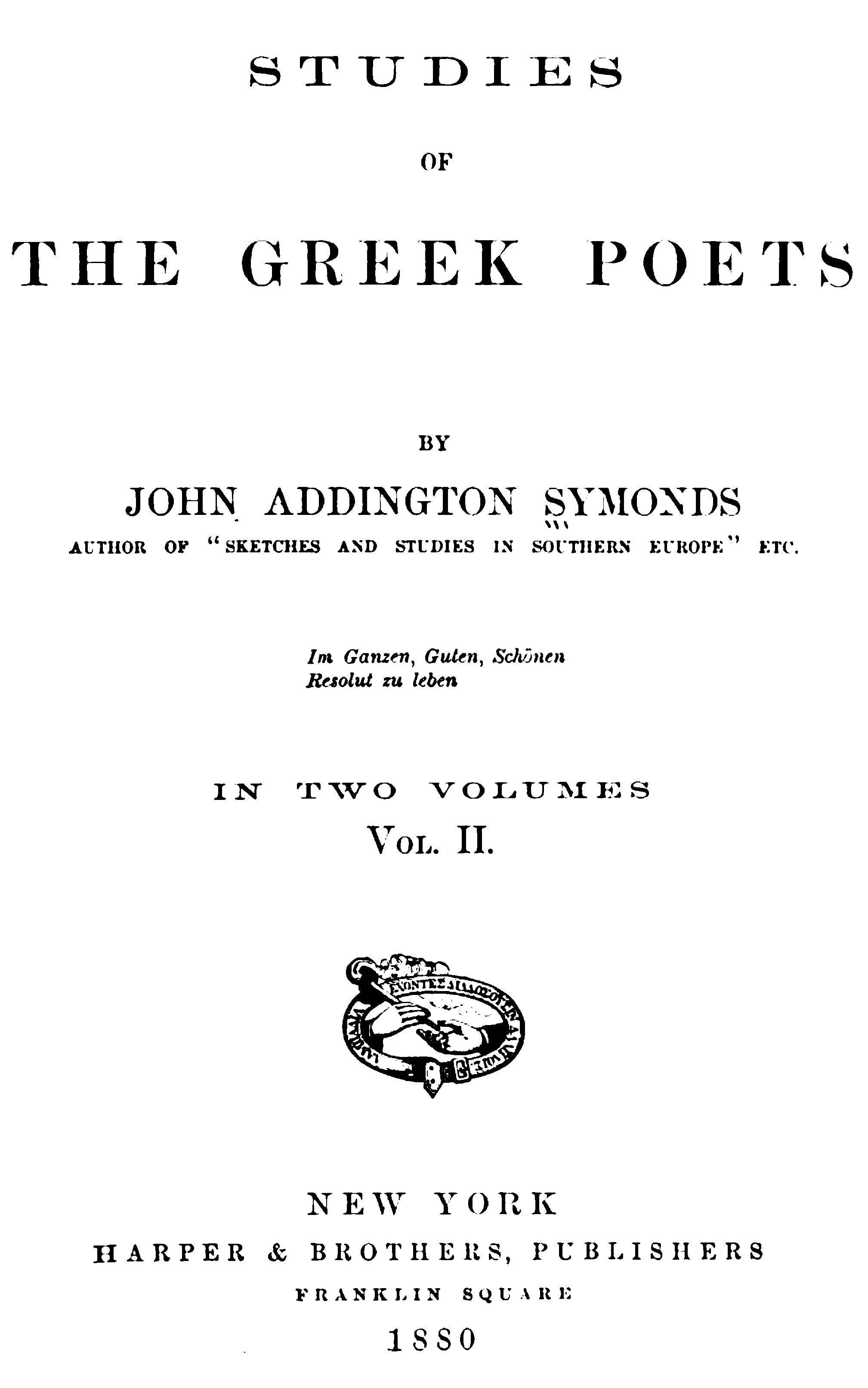 Studies of the Greek Poets (vol 2 of 2)