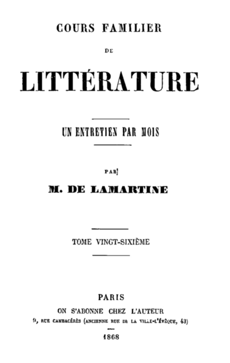 Cours Familier De Littérature - Volume 26