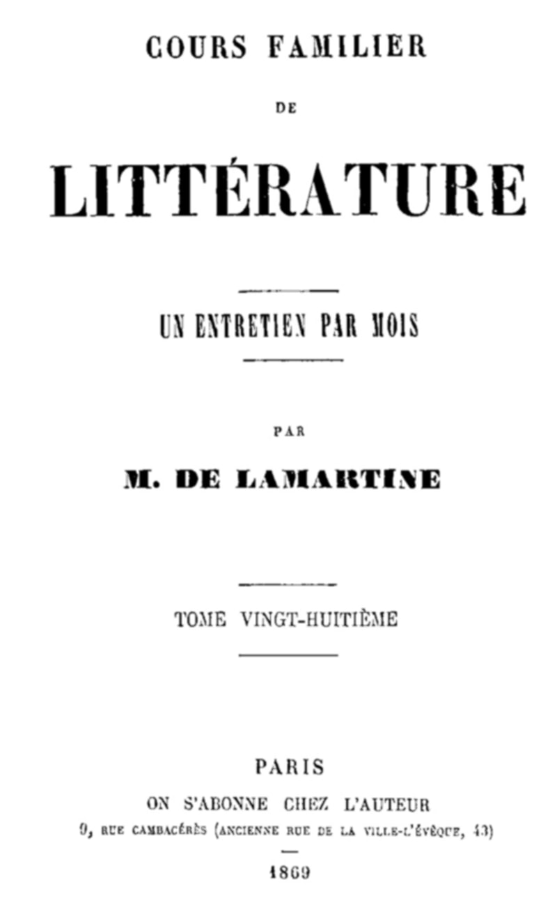Cours Familier De Littérature - Volume 28