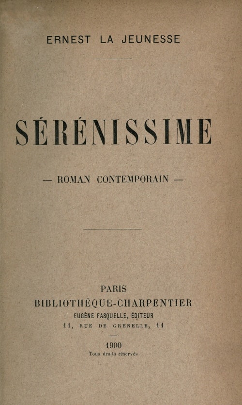 Sérénissime: Roman Contemporain