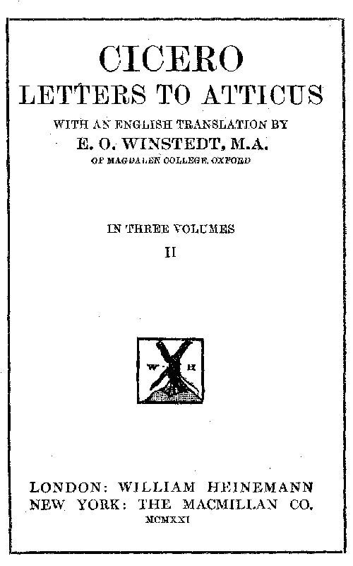 Cicero: Letters to Atticus, Vol. 2 of 3