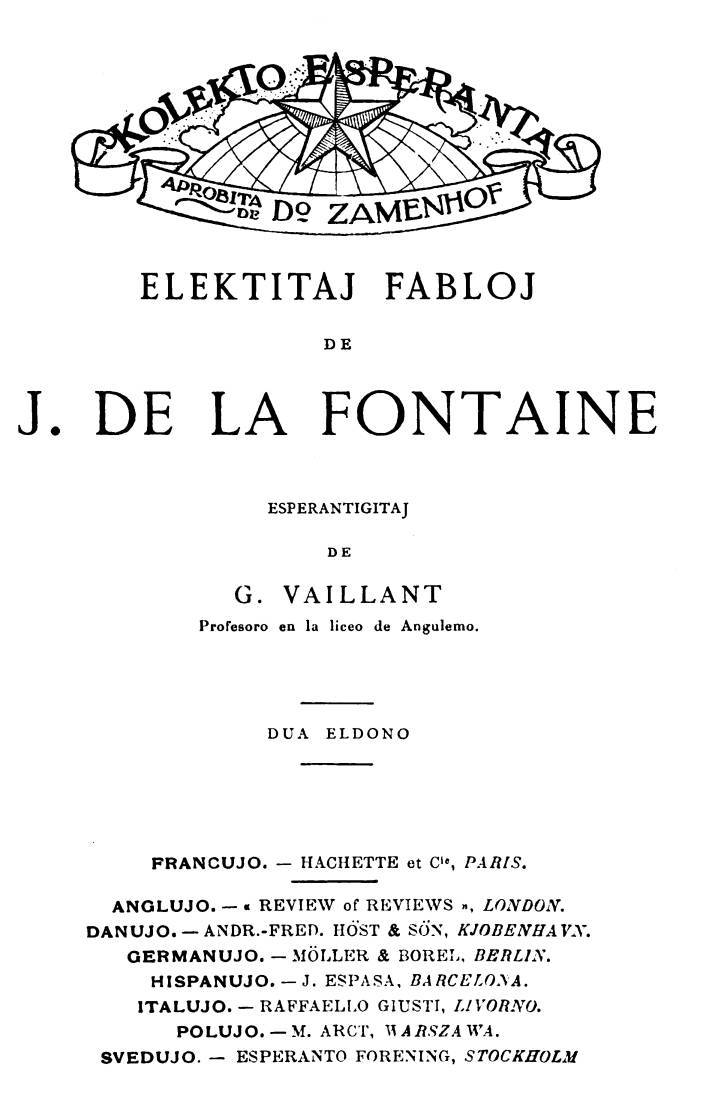 Elektitaj Fabloj De J. De La Fontaine