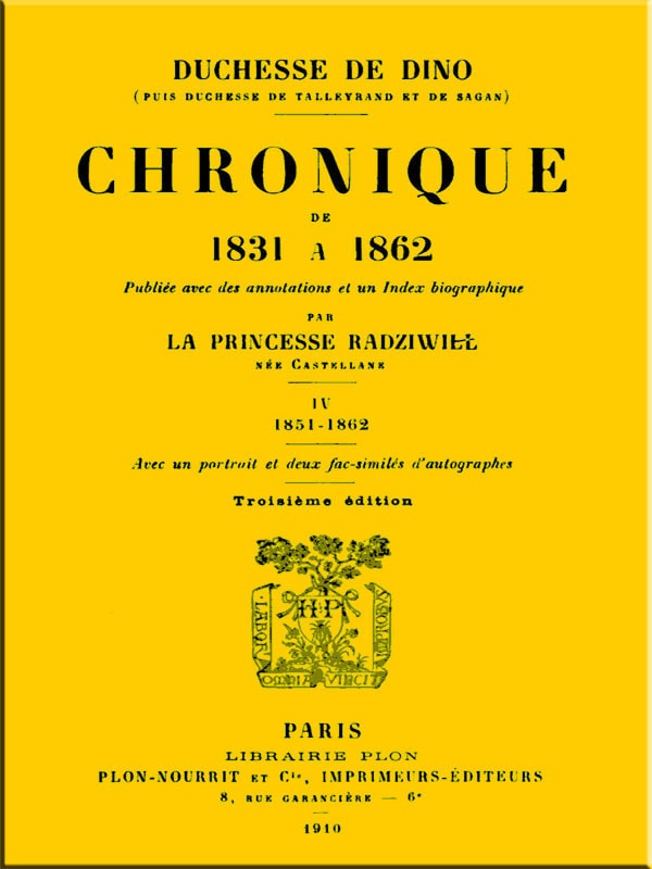 Chronique De 1831 À 1862, Tome 4 (de 4)