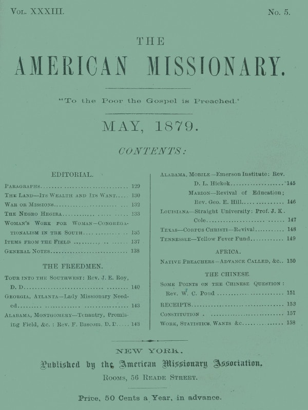 The American Missionary — Volume 33, No. 05, May, 1879
