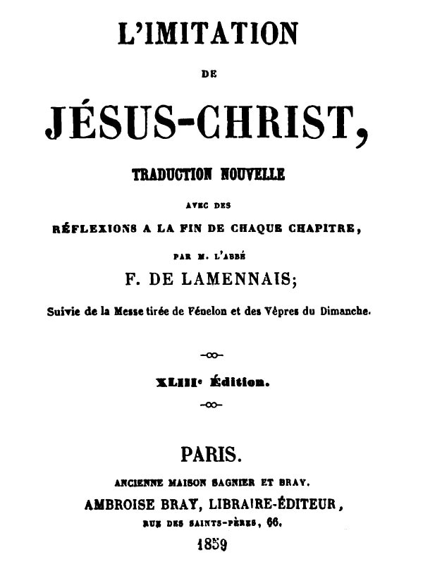 L'imitation De Jésus-Christtraduction Nouvelle Avec Des Réflexions À La Fin De Chaque Chapitre