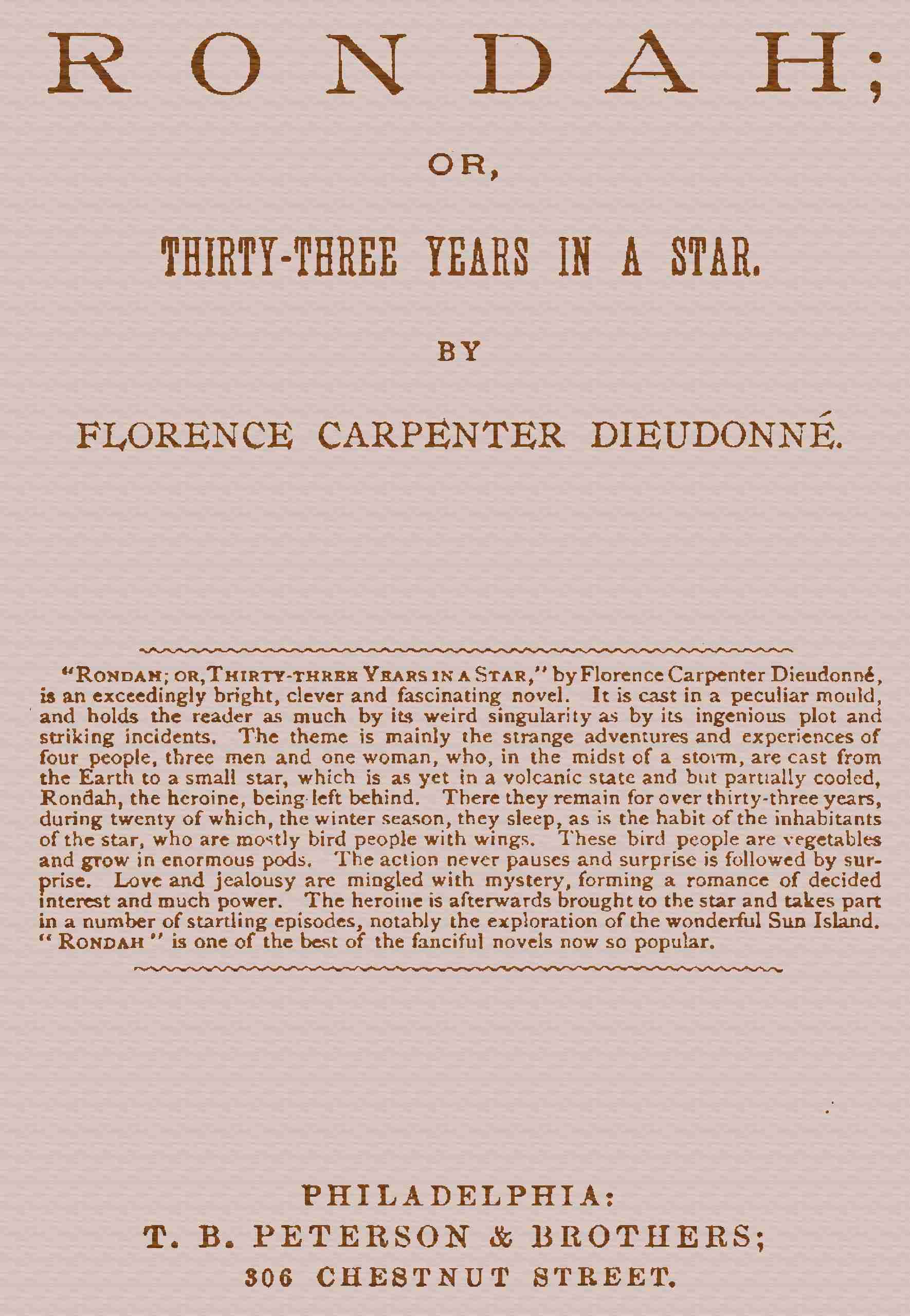 Rondah; Or, Thirty-Three Years in a Star