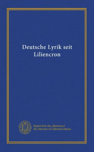 Deutsche Lyrik Seit Liliencron