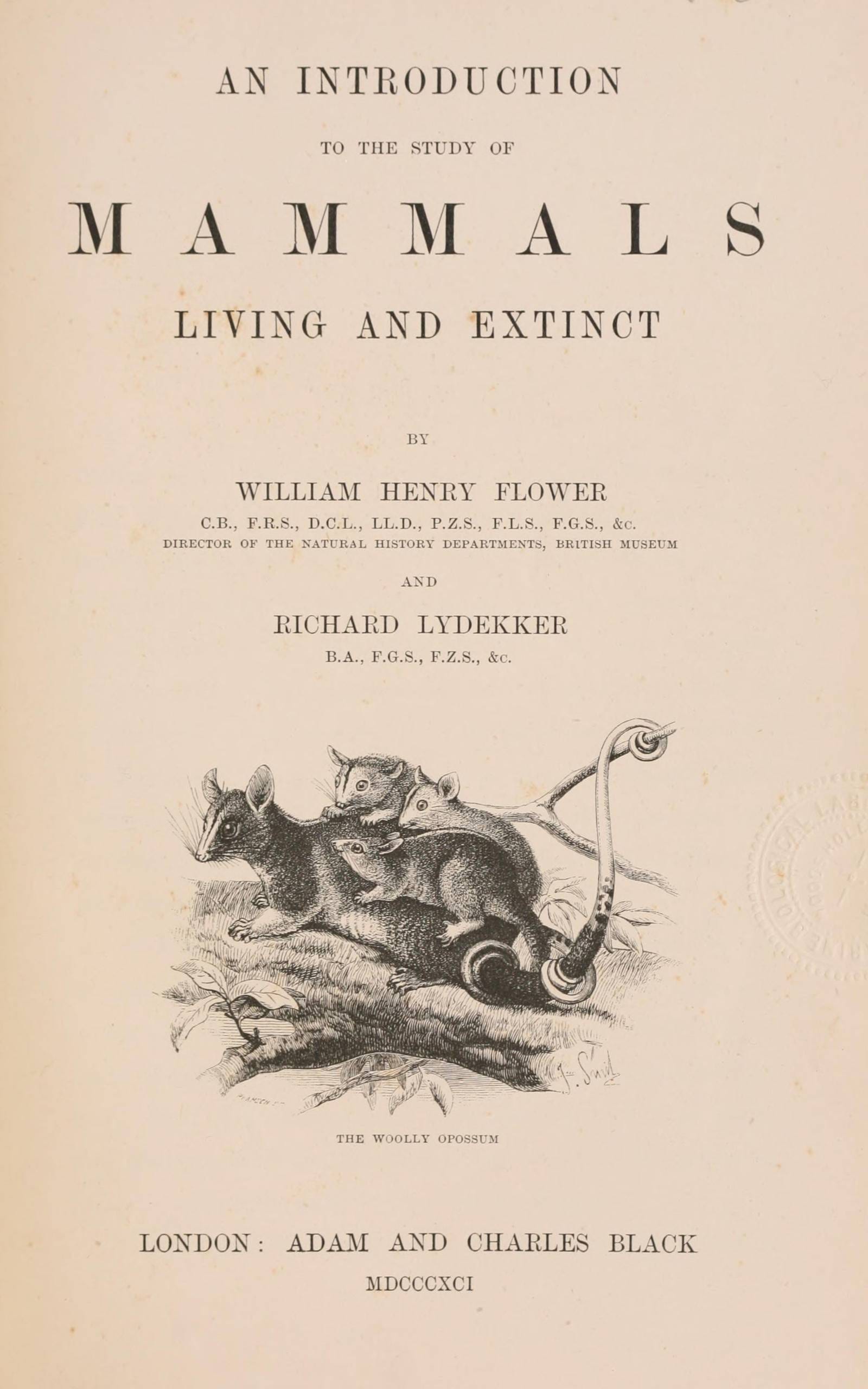 An Introduction to the Study of Mammals Living and Extinct