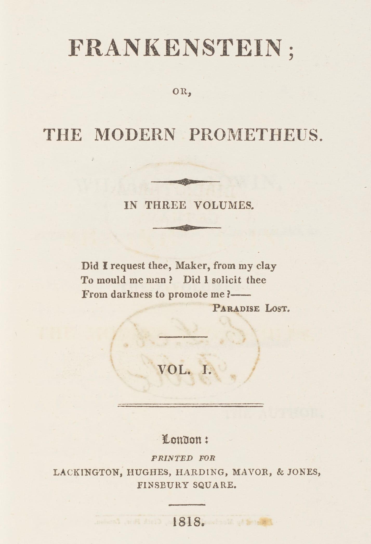 Frankenstein; Or, the Modern Prometheus